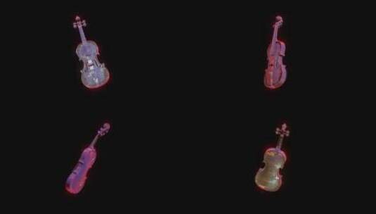 4K带通道赛博朋克元宇宙元素3D大提琴高清在线视频素材下载