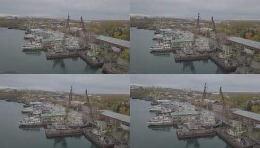 俄罗斯西伯利亚码头轮船高清在线视频素材下载