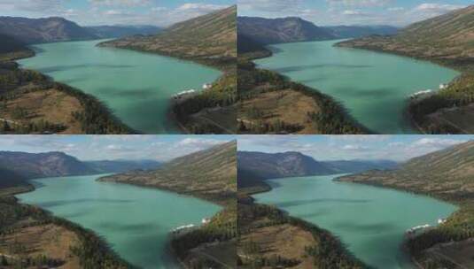 新疆阿勒泰喀纳斯湖泊森林自然风光高清在线视频素材下载