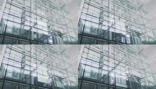 现代玻璃幕墙办公大楼观光电梯高清在线视频素材下载