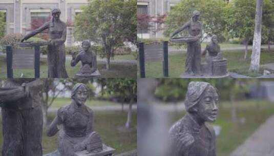 【空镜】4k雕塑-民国丝厂女工-多景别角度高清在线视频素材下载