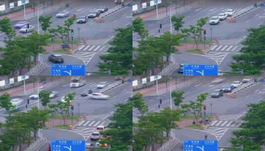 广州天河马路红绿灯车流车辆行驶高清在线视频素材下载