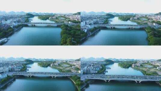 桂林山水航拍漓江大桥高清在线视频素材下载