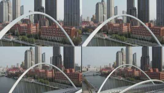 天津航拍大沽桥高清在线视频素材下载