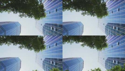 仰拍玻璃幕墙现代办公大楼高清在线视频素材下载