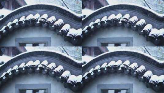 传统古建筑江南园林冬天下雪景升格慢镜头高清在线视频素材下载