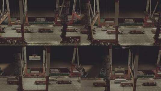 【4K】繁忙的上海洋山港夜间车辆高清在线视频素材下载