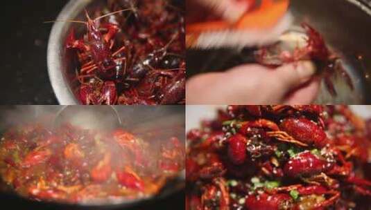 麻辣小龙虾制作过程高清在线视频素材下载
