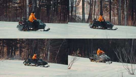 驾驶雪地摩托高清在线视频素材下载