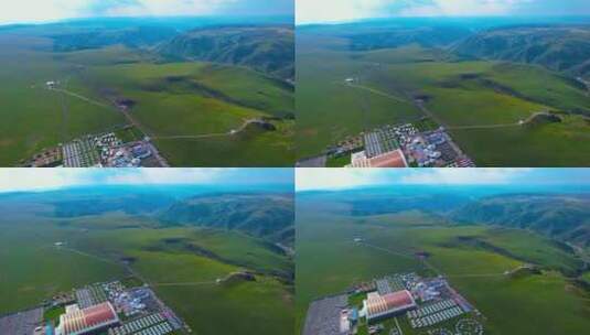 中国内蒙古乌兰察布黄花沟游客中心航拍高清在线视频素材下载