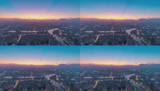 广州珠江岸城市建筑群与夕阳晚霞延时风光高清在线视频素材下载