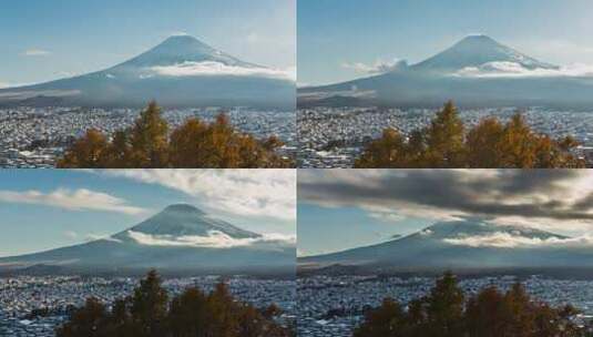 白天富士山云雾翻滚时间流逝高清在线视频素材下载
