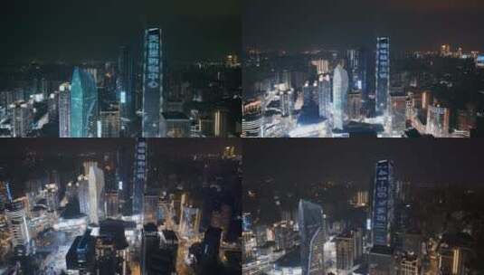 4K重庆观音桥商圈夜景航拍合集高清在线视频素材下载