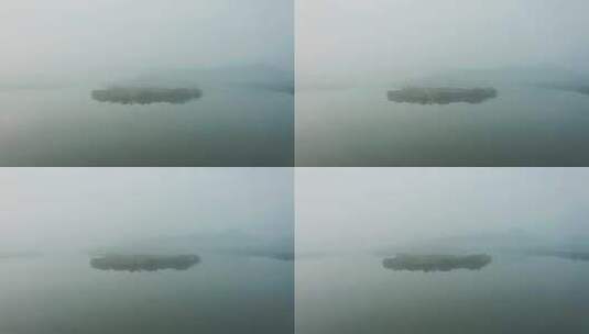杭州春天西湖湖中三岛晨曦风光航拍高清在线视频素材下载