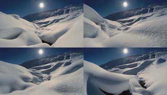 仰拍雪山上的太阳高清在线视频素材下载