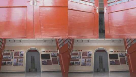 h红色大门打开进入革命纪念馆高清在线视频素材下载