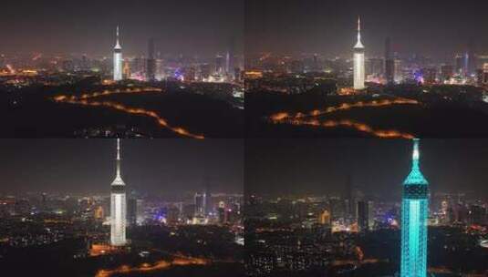 航拍大连城市夜景高清在线视频素材下载