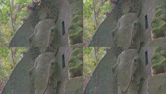 寺庙雕塑佛像石窟石雕高清在线视频素材下载