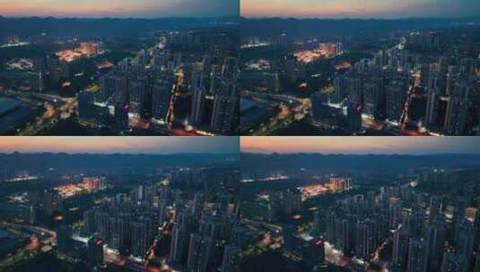 城市夜景建筑大楼航拍高清在线视频素材下载