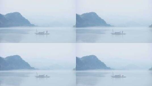 江南唯美意境 治愈 轻舟仙境 渔船高清在线视频素材下载