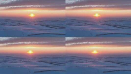 呼伦贝尔农垦垦区冬季雪景风光高清在线视频素材下载