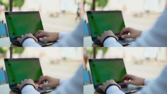 商务男士操作带绿屏电脑高清在线视频素材下载