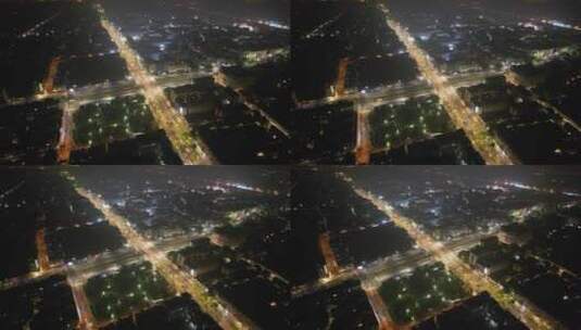 江苏苏州城市夜景交通航拍高清在线视频素材下载