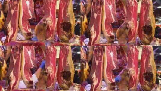 菜市场卖猪肉高清在线视频素材下载