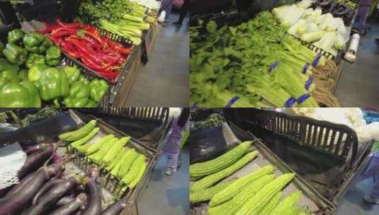 菜市场新鲜蔬菜活体龙虾泡菜实拍高清在线视频素材下载