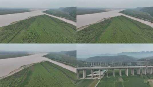 黄河入豫口 枣乡河 架桥高清在线视频素材下载