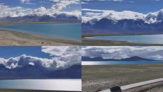 航拍西藏佩枯错湖面风光高清在线视频素材下载