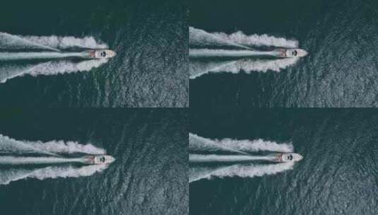 4K-海面上快速行驶的游艇高清在线视频素材下载