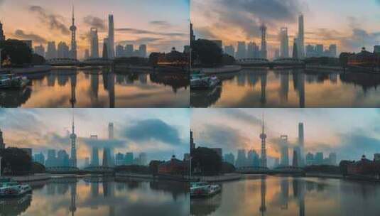 4K上海外滩外白渡桥云海日出延时高清在线视频素材下载