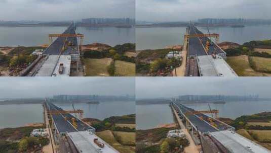 城市桥梁建设施工航拍延时高清在线视频素材下载
