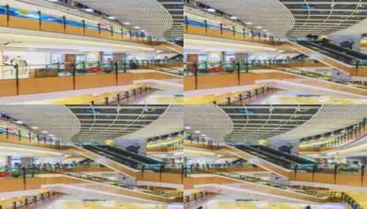 商场购物中心扶梯与流动人群延时高清在线视频素材下载
