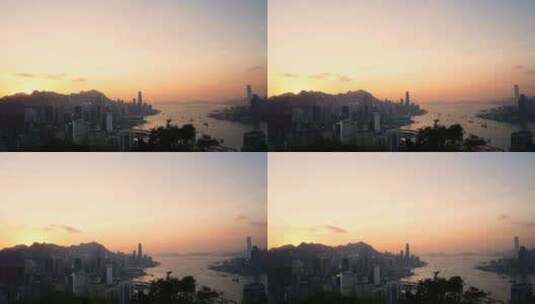 香港维多利亚港夜幕降临延时城市黄昏晚霞高清在线视频素材下载