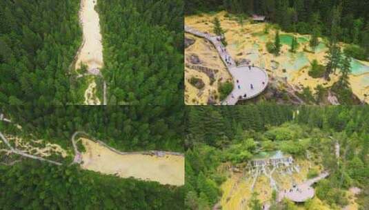 黄龙景区五彩池四川阿坝州黄龙风景名胜区高清在线视频素材下载