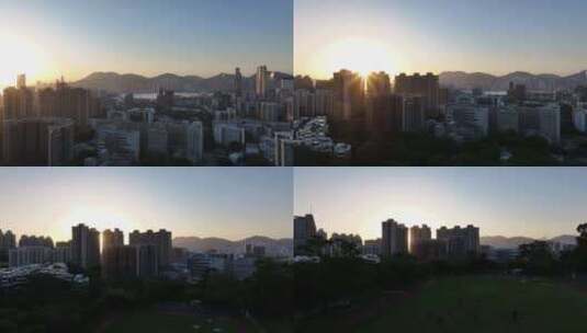 香港油尖旺区清晨航拍高清在线视频素材下载