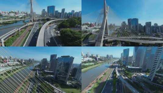 巴西圣堡罗城市交通航拍高清在线视频素材下载