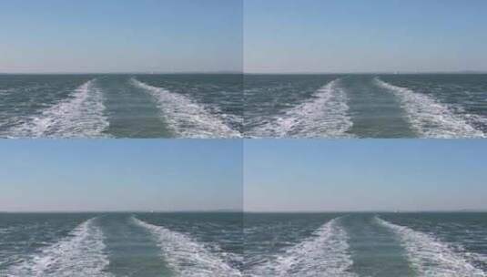 轮船后边的海浪高清在线视频素材下载