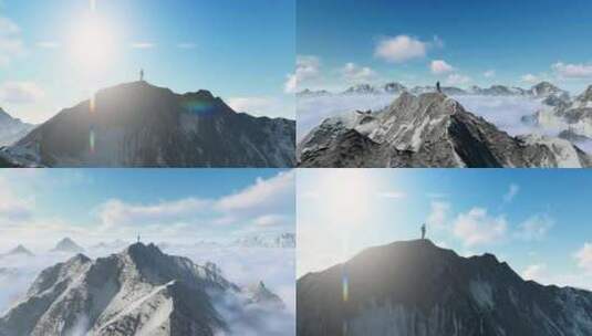 雪山攀登 成功人士高清在线视频素材下载