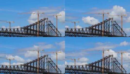 大桥建设 桥梁施工高清在线视频素材下载