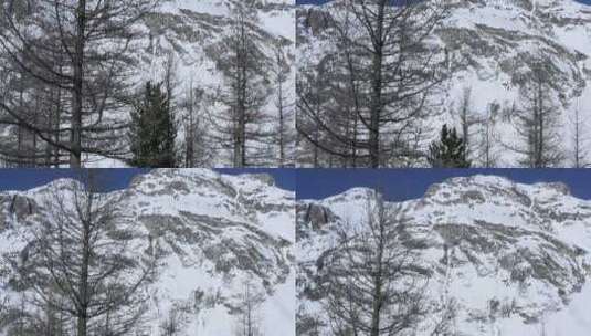 航拍被冰雪覆盖的山脉高清在线视频素材下载