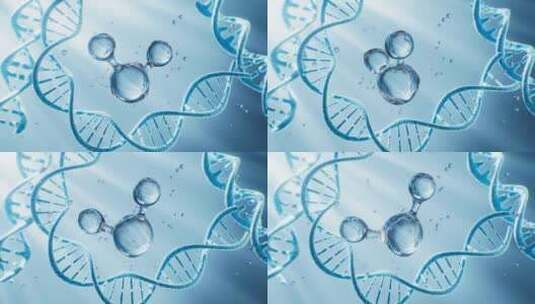 蓝色透明的分子和旋转的DNA视频高清在线视频素材下载