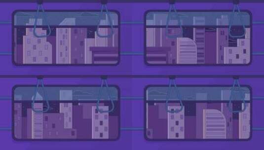地铁内火车车窗线卡通动画高清在线视频素材下载