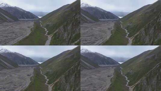 航拍四川川西高原雪山河谷牧场风光高清在线视频素材下载