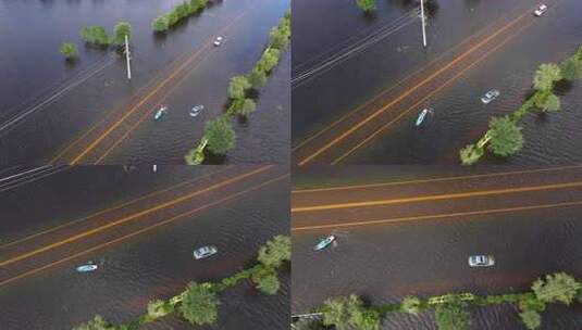 飓风黛比降雨后，受害者在被洪水淹没的佛罗高清在线视频素材下载