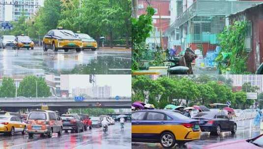 雨天城市街道交通拥堵场景高清在线视频素材下载