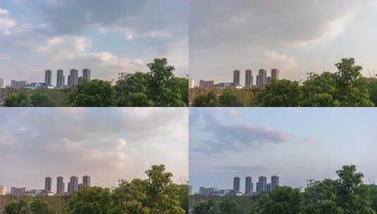 城市高楼与绿植景观高清在线视频素材下载