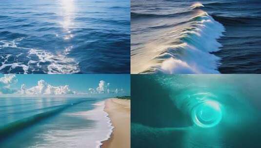 大海海洋航拍海浪升格海鸥海面海上日出海滩高清在线视频素材下载